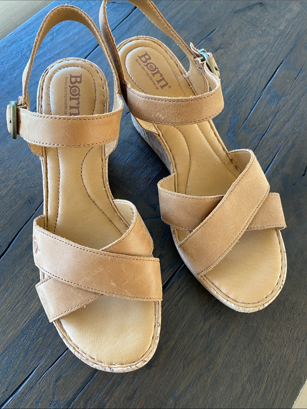 BORN Hand Crafted Footwear Wedge Sandals- LIKE NEW